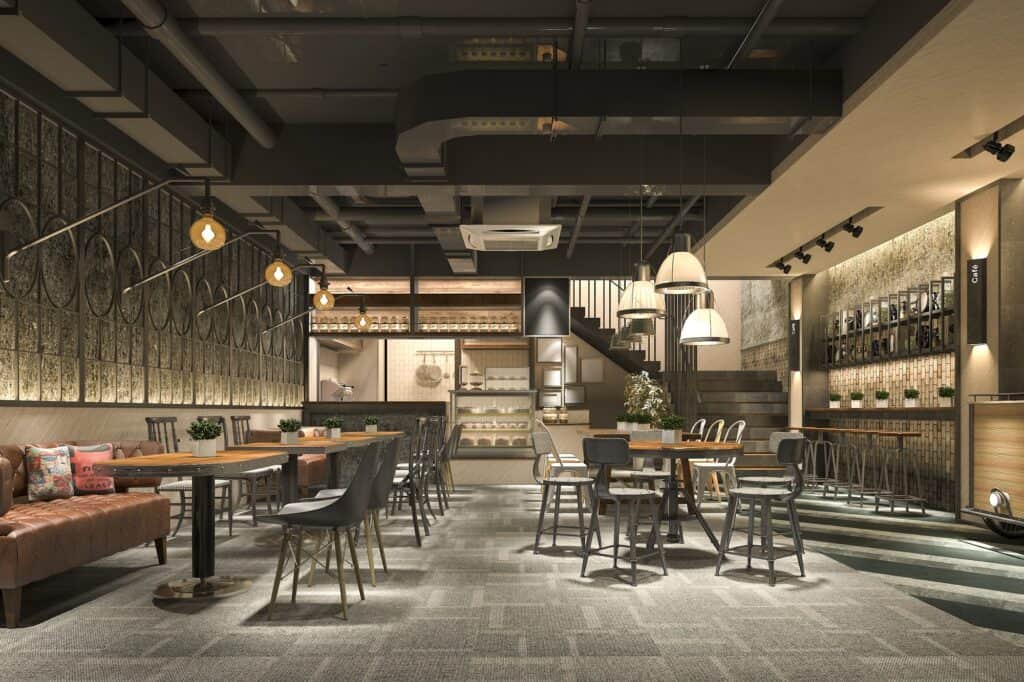 3d rendering loft and luxury hotel reception and cafe lounge restaurant.jpg